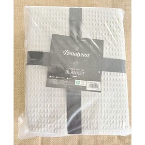Beautyrest Waffle Weave Blanket Full/Queen Gray Textured Coverlet Comforter NWT